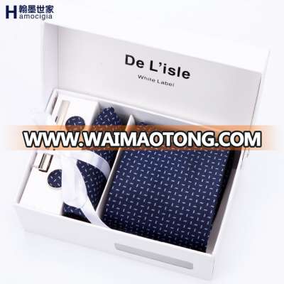 High Quality Polyester Necktie Hanky Cufflinks Match Gift Tie Sets