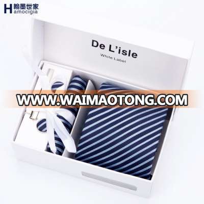 High Quality Polyester Necktie Hanky Cufflinks Match Gift Tie Sets